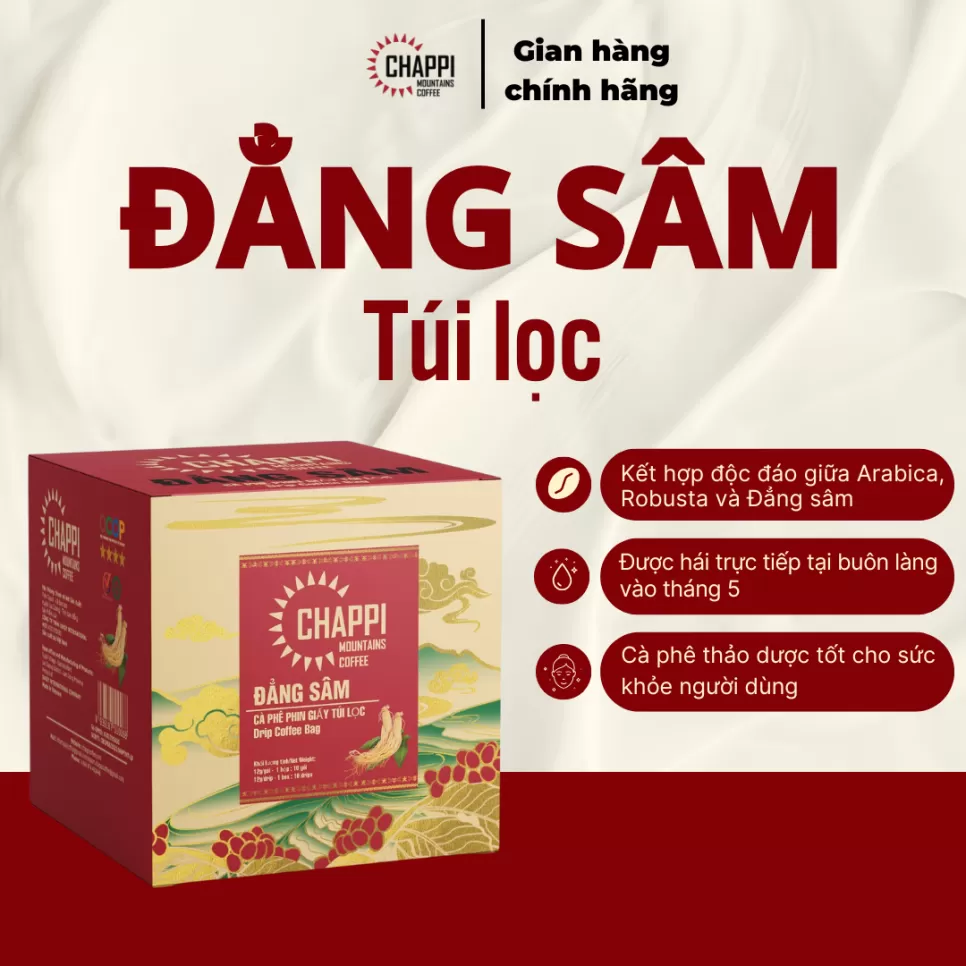 Cà Phê Chappi Đặc Sản Nhân Sâm Túi Lọc